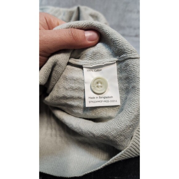 The Commons Men's Light Grey Large Ribbed Short Sleeve Button Down Shirt NWT - Picture 9 of 9